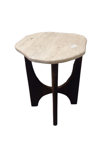 Travertine side table